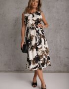 bludeise Rochie din bumbac cu model ajurat curea cu flori Aellorena Maro