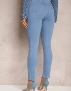 blue skk Blugi Albaștri Skinny Push-Up cu Rupturi în față și Fermoar Randda