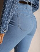 blue skk Blugi Albaștri Skinny Push-Up cu Rupturi în față și Fermoar Randda