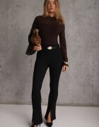  Bluză din dantelă din tricot cu vâscoză cu mâneci evazate și guler înalt Charmea Maro