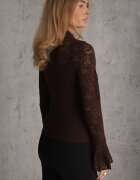  Bluză din dantelă din tricot cu vâscoză cu mâneci evazate și guler înalt Charmea Maro