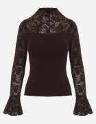  Bluză din dantelă din tricot cu vâscoză cu mâneci evazate și guler înalt Charmea Maro