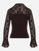  Bluză din dantelă din tricot cu vâscoză cu mâneci evazate și guler înalt Charmea Maro