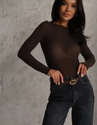  Bluză Maro Longsleeve din Viscoză și Cașmir Unelle