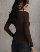  Bluză Maro Longsleeve din Viscoză și Cașmir Unelle