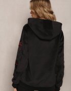  Bluză Neagră cu Polar și Broderii pe Mâneci Janakame