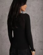  Bluză Neagră Longsleeve din Viscoză și Cașmir Unelle