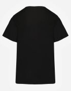  Bluză Neagră tip Tricou din Bumbac cu Mânecă Scurtă și Aplicație Floare Dimasa