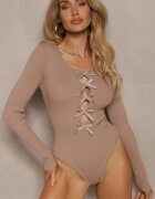  Body Bej închis cu Decupaje Decorate cu Fundițe Lissara
