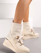  Botine Bej cu talpă pană cu carâmb elastic Tinesa