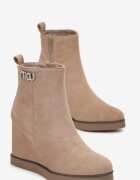  Botine bej închis cu decorație din zirconii pe pană Calgrana