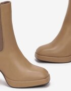  Botine Bej închis cu Platformă și Toc Gros Shelomi