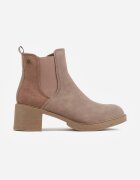  Botine Bej închis cu toc gros din piele întoarsă ecologică Otielo
