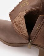  Botine Bej închis cu toc gros din piele întoarsă ecologică Otielo