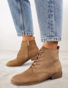  Botine Bej închis Legate pe Talpă Plată Erithara