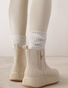  Botine Bej Tip Chelsea pe platformă embosată decorate cu aplicație metalică Allecia