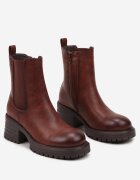  Botine Căptușite Maro cu toc gros tip Chelsea decorate lateral cu elastic Crethea