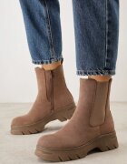  Botine Chelsea Bej închis cu platformă cu gambă elastică Mavita
