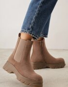  Botine Chelsea Bej închis cu platformă cu gambă elastică Mavita