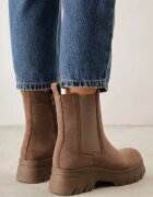  Botine Chelsea Bej închis cu platformă cu gambă elastică Mavita