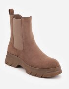  Botine Chelsea Bej închis cu platformă cu gambă elastică Mavita