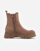  Botine Chelsea Bej închis cu platformă cu gambă elastică Mavita