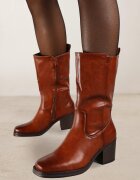  Botine Chelsea Casual Maro cu toc gros Teralita