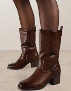  Botine Chelsea Casual Maro închis cu toc bloc Teralita