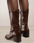  Botine Chelsea Casual Maro închis cu toc bloc Teralita