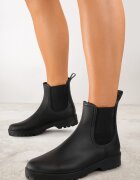  Botine Chelsea de cauciuc Negre cu talpă plată Irinndria