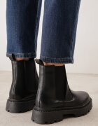  Botine Chelsea negre cu talpă groasă Gosoga