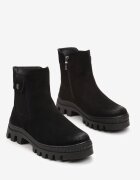  Botine Chelsea Negre din Piele Întoarsă Ecologică pe Talpă Groasă cu Protector Alske