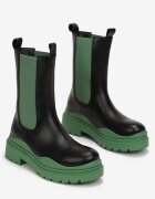 Botine Chelsea Negru-Verde cu Inserții Colorate și Talpă Balke