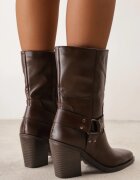  Botine Maro Căptușite cu Toc Conic cu Cataramă Decorativă Verinique
