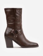  Botine Maro Căptușite cu Toc Conic cu Cataramă Decorativă Verinique