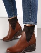  Botine Maro cu Carâmb Elastic și Toc Pană Touge