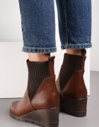  Botine Maro cu Carâmb Elastic și Toc Pană Touge