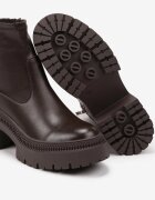  Botine Maro cu Toc Gros și Platformă Ușoară cu Gambă Aderentă Irinda