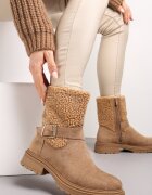  Botine Maronii cu Blană și Curea cu Cataramă Adorra