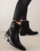  Botine Negre Ascuțite Stil Cowboy Cu Ținte Mevanta