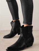  Botine Negre Ascuțite Stil Cowboy Cu Ținte Mevanta