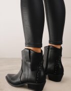  Botine Negre Ascuțite Stil Cowboy Cu Ținte Mevanta