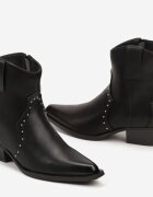  Botine Negre Ascuțite Stil Cowboy Cu Ținte Mevanta