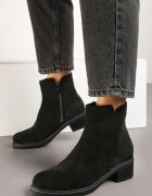  Botine Negre Căptușite Casual Reaniwen