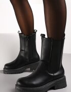  Botine Negre Chelsea cu Inserție Elastică Anedda