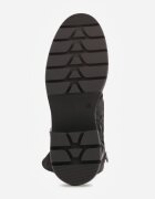  Botine Negre cu Tijă Neregulată Decorată cu Curele și Catarame Zinbelle