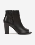  Botine negre cu toc bloc cu carâmb perforat și vârf deschis Ebodia