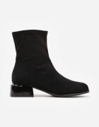  Botine Negre cu toc gros Decorate cu finisaj metalic Irialan