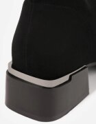  Botine Negre cu toc gros Decorate cu finisaj metalic Irialan