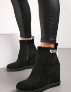 Botine Negre decorate cu zirconii pe toc pană Calgrana